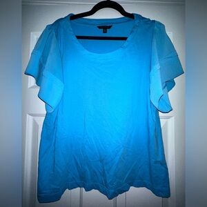 Banana Republic Blue Ruffled sleeve top Large